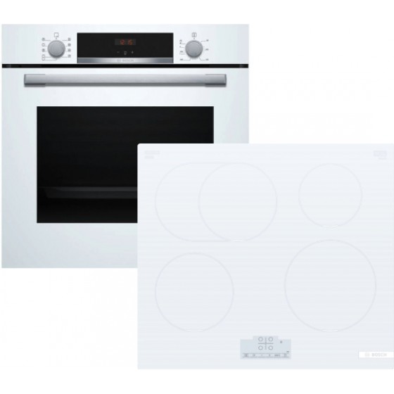 Bosch HBA534BW3 + PIF612BB1E Σετ Εντοιχισμού με Επαγωγικές Εστίες 71lt A+ Λευκό